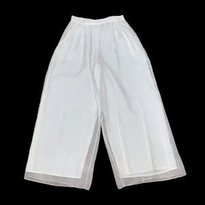 Chris Kellogg Vintage Wide Legged Pants Size 12 Chiffon Layer Pleated Off White